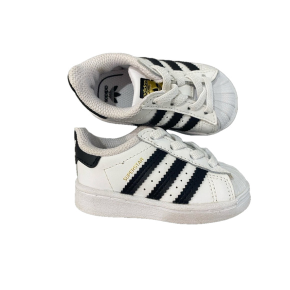 Baby Adidas Superstar Shoes White Black Size US 4K - Picture 1 of 8
